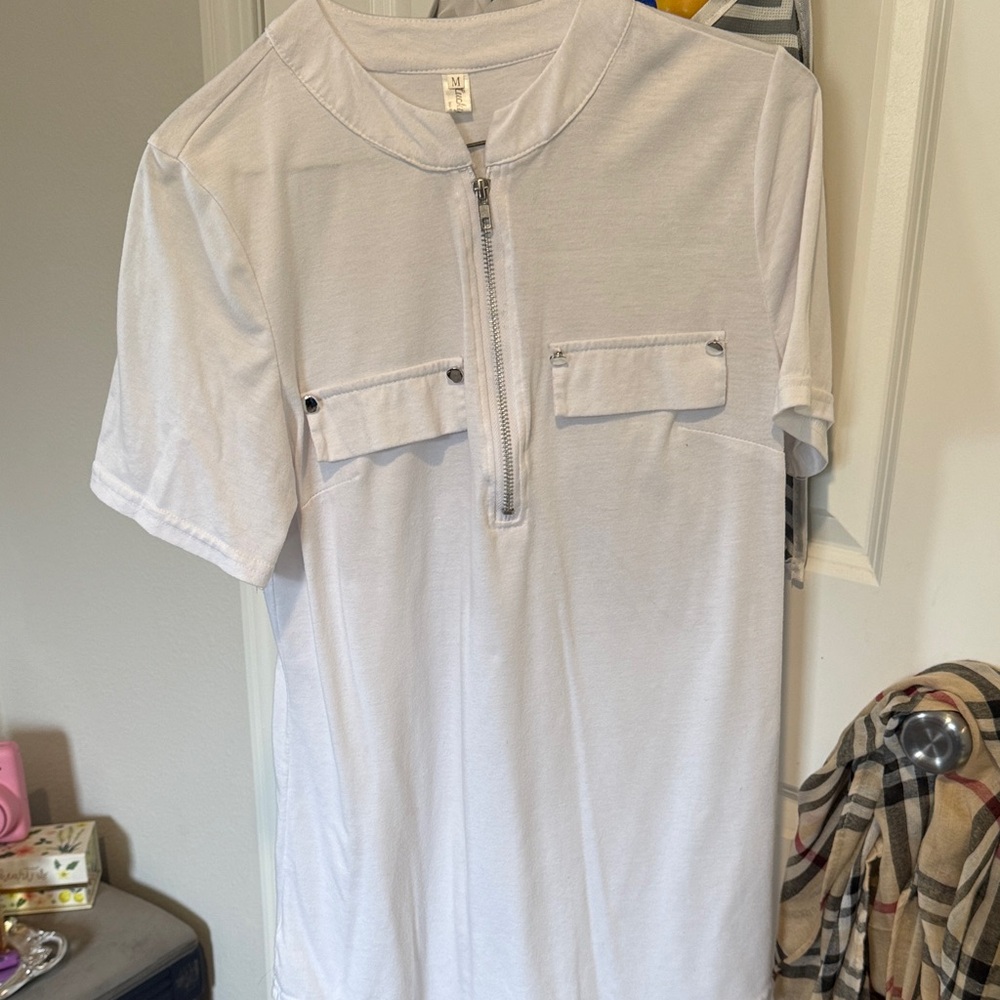 White Zippered Women's Tunic
